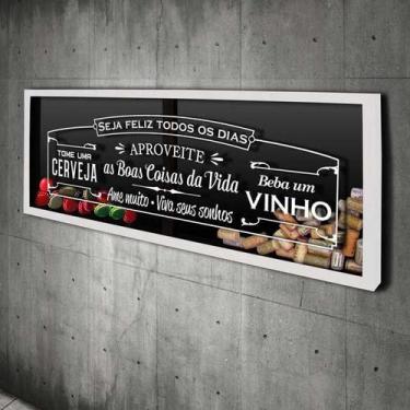 Imagem de Porta Rolhas e Tampinhas Panorâmico - Seja feliz todos os dias - Quadr