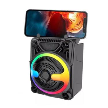 Imagem de Caixa de Som Bluetooth Portátil, 8W, RGB LED, Alto-falante 3 Polegadas, Entrada P10, Rádio FM, Suporte para Celular