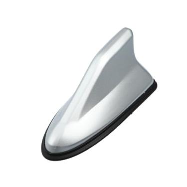 Imagem de REPAIROCK Antena de teto de carro autoadesiva em forma de barbatana de tubarão decorativa AM/FM antena de sinal de rádio em tom prateado peças de reposição automática