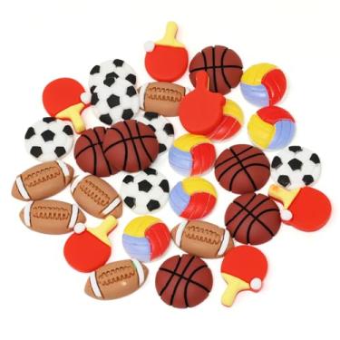 Imagem de yueton 30 peças de pingentes de geleca de resina com fundo plano, enfeites de bola esportiva fofos para grampos de cabelo, molduras de fotos, capas de telefone, caixas de joias, caixas de papelaria,