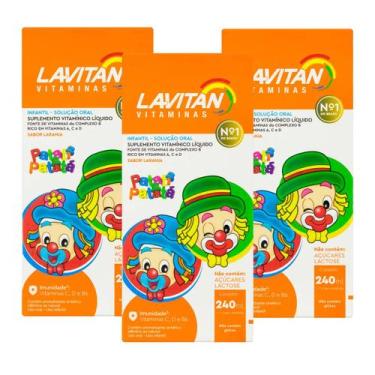 Imagem de Kit 3 Unidades Lavitan Kids Laranja 240ml - Cimed