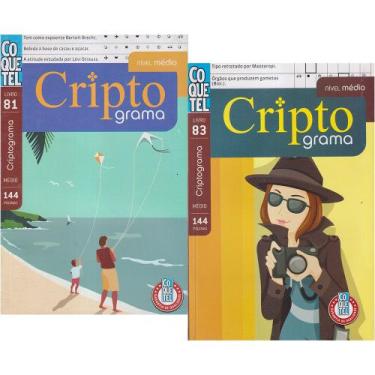Imagem de Kit 2 Livros Criptograma Nível Médio 144pg Folhas Brancas - Coquetel