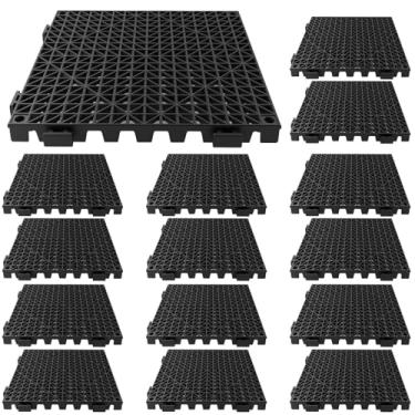 Imagem de Tioncy 14 tapetes de borracha interligados para bancada de bar, forros de prateleira pretos de 30,5 x 30,5 cm, secagem de pratos, tapetes de bartender, restaurante, casa, bar, suprimentos, comerciais
