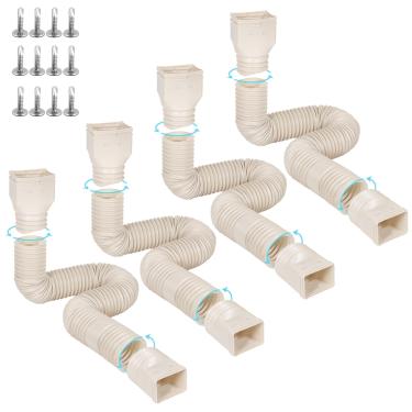 Imagem de plusgutter Extensores de calha de chuva flexíveis, extensor de calha de drenagem, extensor de drenagem de bico para baixo, conector de calha, drenagem de água da chuva, extensível de 53 a 168 cm