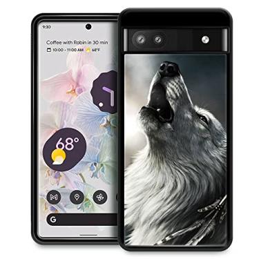 Imagem de DAIZAG Capa compatível com Google Pixel 6A, capa Howling Wolf Google Pixel 6A à prova de arranhões design de padrão antiqueda para meninos e meninas capa protetora para Google Pixel 6A