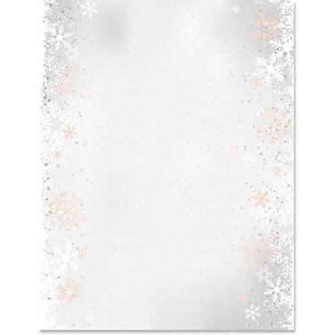 Imagem de Paperdirect Papel de papelaria com tema de floco de neve de ouro rosa, elegância, Natal, inverno, papel de borda, papel timbrado 21 x 28, 25 folhas, papel de escrita premium elegante, papel decorativo