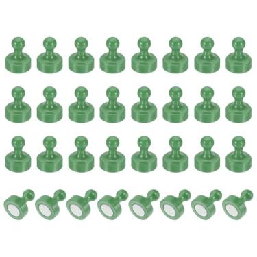 Imagem de PATIKIL 32 pinos de ímãs, 1 x 0,8 ímãs de geladeira fortes quadro branco magnético tachinhas decorativas para geladeira Locker calendário escritório, verde