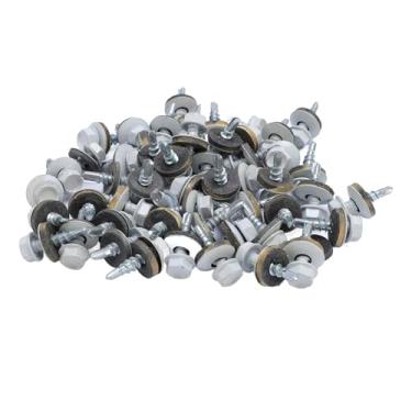 Imagem de Parafusos Hex Head Roof Com Arruela EPDM Branca e Hex Driver Bit, 300pcs Auto Perfuração Metal Telhados Parafusos para Painel de Chapa de Aço, Madeira, Plástico