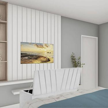 Imagem de Calçadeira Recamier Baú Bélgica 160cm Queen Size Para Quarto Box Suede Branco - Ahz Móveis