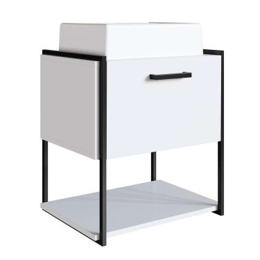 Imagem de Gabinete Suspenso com Cuba Angel 1 pt Preto e Branco 50 cm