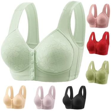 Imagem de Ellymuse Daisy Bras, Lightweight, Breathable and Gathered Front Closed Push-Ups for Women, Daily Comfort Bra for Older Women(Light Green,M)