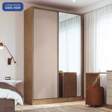 Imagem de Guarda-roupa 2 Portas de Correr 2 Gavetas Requinte Macadâmia/Branco Line