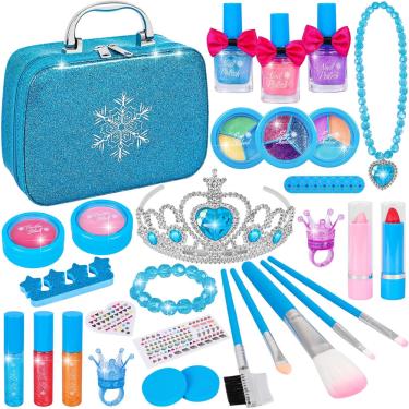 Imagem de Kit de maquiagem kkones Kids Girl, 30 unidades com bolsa Frozen de 3 a 10 anos
