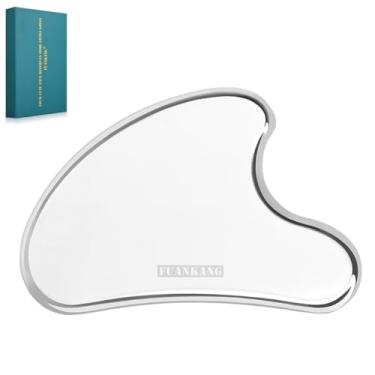 Imagem de FUANKANG Ferramentas faciais Gua Sha com bolsa de viagem ferramenta de massagem de raspagem de aço inoxidável para rosto
