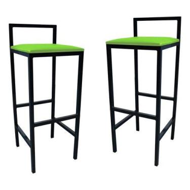 Imagem de Kit 2 Banqueta Alta Quadrada Industrial Cozinha Balcão Bar - Moveraço,