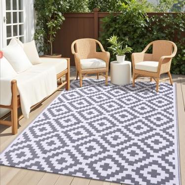 Imagem de Tapete impermeável para áreas externas OLANLY 1,5 x 2,4 m, tapete de palha de plástico para áreas externas para camping, tapete para RV, carpete para áreas externas para varanda, deck, quintal, sacada