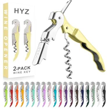 Imagem de HYZ Abridor de Vinho Profissional com Sacas-Rolhas, Cortador de Alumínio e Dobradiça Dupla (Amarelo Claro)