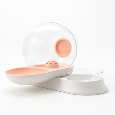 Imagem de Comedouro e Bebedouro Automático para Pets 2 em 1 | 2800ml Reservatório de Água + Tigela 240ml | Base Antiderrapante e Suporte Giratório (Rosa Claro)