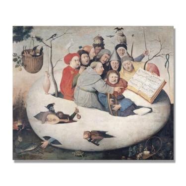 Imagem de Reprodução impressa em tela, (O concerto no ovo) por Hieronymus Bosch, famosas impressões em tela, imagens de arte em tela, decoração de parede. 30 x 36 cm-11,8 x 14,2 pol. Sem moldura