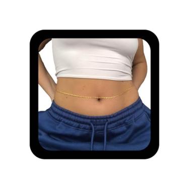Imagem de Xduargs Boho Corrente de cintura simples de biquíni dourado vintage wafer corrente de barriga ajustável verão praia corrente fina acessórios joias para mulheres, Adjustable, Liga de zinco, Sem Pedra