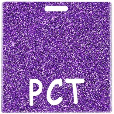 Imagem de Abamilaka Porta-cartão roxo PCT Badge Buddy com glitter horizontal acrílico carretel de cartão presentes de enfermeira para mulheres brilhantes colegas de trabalho acessórios de enfermagem etiquetas