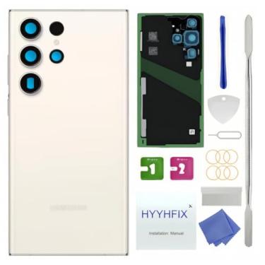Imagem de HYYHFIX Galaxy S23 Ultra Back Glass Substituição para Samsung Galaxy S23 Ultra SM-S918 17.3 cm Capa traseira de vidro à prova d'água e lente de câmera + kit de ferramentas de reparo profissional