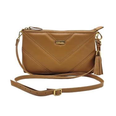 Imagem de Bolsa Transversal Couro Legítimo Feminina Matelassê Bolso Interno Andreia Ribeiro (Coconut)