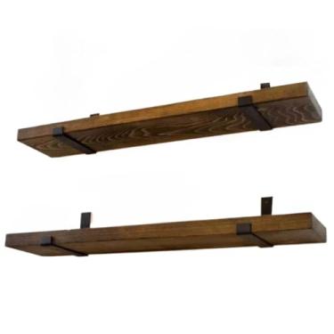 Imagem de Kit Prateleira Industrial Com Mão francesa de ferro invertida Nicho Decoração rustica(KIT 2 PRATELEIRA ENVELHEC 60CM)