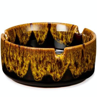 Imagem de Cinzeiros para cigarros, cinzeiro moderno decorativo portátil para uso em casa, escritório, ambientes externos, cinzeiros de cerâmica coloridos, brilhante, bandeja de cinzeiro legal e chique, melhor