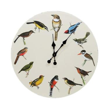 Imagem de Fenteer Relógio de parede de pássaro de madeira não requintada silenciosa criativa Relógio de parede Relógio decorativo para o escritório da fazenda do, 12 Inch