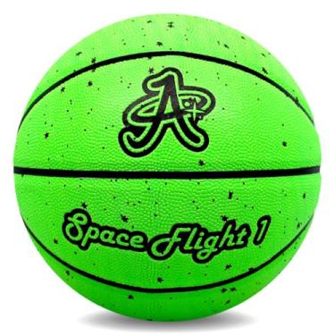 Imagem de Bola de basquete oficial Space Flight 1, bola de couro; quadra interna/externa, tamanho 7, 75 cm adulto (verde galáctico)