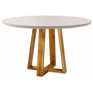 Imagem de Mesa de Jantar Redonda com Vidro 1,20m - Natalle - Móveis Mundial