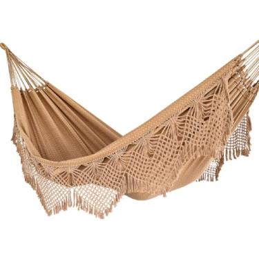 Imagem de Rede De Descanso Luxo Dormir Balanço Casal Jeans Reforçada Grande 4.3 m x 1.5 m Até 250Kg - Ideal Para Camping, Praia, Acampamento, Jardim, Varando, Sítio, Chárcara, Apartamento, Viagem, Fazenda