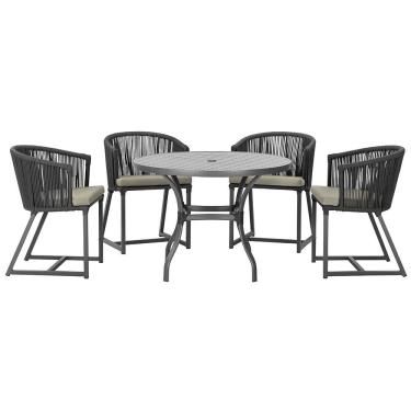 Imagem de Mesa com 4 Cadeiras de Jantar Roma 100cm e Noronha em Aluminío