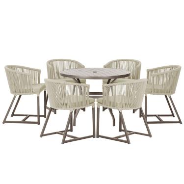 Imagem de Mesa com 6 Cadeiras de Jantar Roma 120cm e Noronha em Alumínio