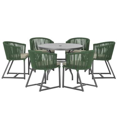 Imagem de Mesa com 6 Cadeiras de Jantar Roma 120cm e Noronha em Alumínio