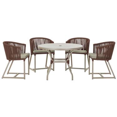 Imagem de Mesa com 4 Cadeiras de Jantar Roma 100cm e Noronha em Aluminío