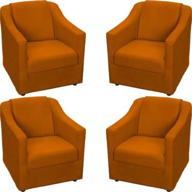 Imagem de Kit 4 Poltronas Mila Pé De Plástico Cromado - Terracota Suede