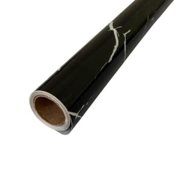 Imagem de Papel de Parede Adesivo Marmorizado Cozinha Bancada 10 Metros x 60cm (Preto)