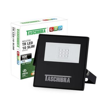 Imagem de Refletor Taschibra Led Tr Slim 10W Luz Branco Fria 6500K Preto Bivolt