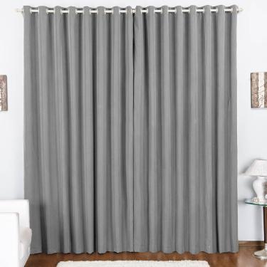 Imagem de Cortina Duda 4,00M X 2,80M Metros Cinza Tecido Oxford Para Sala Ou Quarto