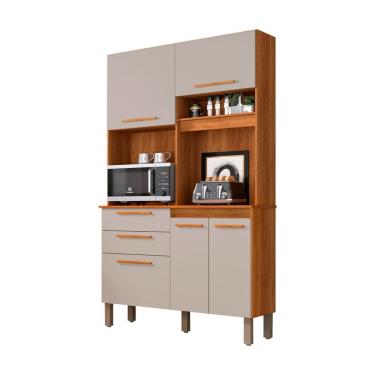 Imagem de Armário De Cozinha 5 Portas 2 Gavetas Dubai Sallêto Móveis Cinamomo Com Off White