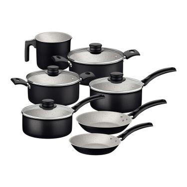 Imagem de Jogo De Panelas Turim Aluminio Revestimento Antiaderente 7 Peças Preto - Tramontina 20297061