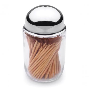 Imagem de Paliteiro De Mesa Vidro Tampa Inox Porta Palito De Dente Servir Cozinha Organizador