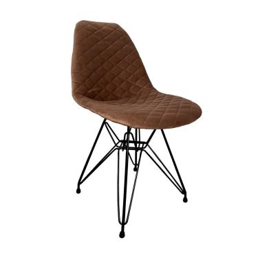 Imagem de Cadeira Jantar Estofada Caramelo Eiffel Eames Base Ferro Preto