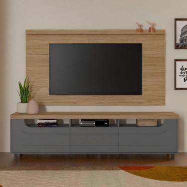 Imagem de Rack Com Painel Para Tv Até 75 Pol Universal Saturno Carvalho/grafite