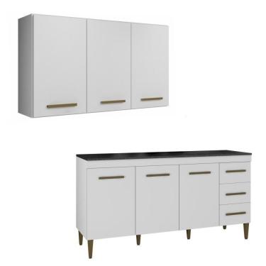 Imagem de Conjunto Armário Aéreo 3 Portas E Balcão3 Portas E 3 Gavetas Branco