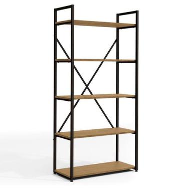 Imagem de Estante para Escritório Fahen Freijó e Preta 150 cm - Crome