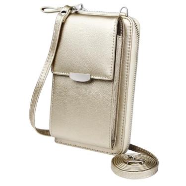 Imagem de Bolsa transversal Kukoo pequena para celular, carteira, com compartimentos para cartões de crédito para mulheres, A- Gold Zipper Upgraded Version, one_size