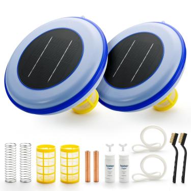 Imagem de AIRTHEREAL Ionizador Solar Para Piscina S6 Square - Mantém A Água Cristalina, 85% Menos Uso De Cloro, Purificador Que Purifica Até 35.000 Galões Doce E Salgada Piscinas Spas, Pacote Com 2